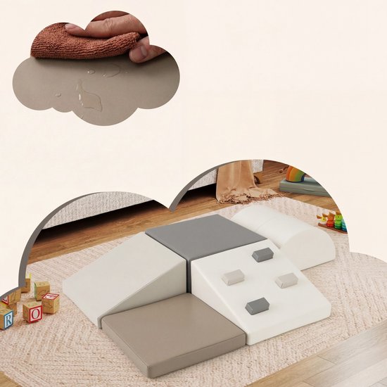 KOMFOTTEU 6 delig Schuimblokken - van kunstleer en schuim - Soft Play Foam Blokken - Reuze Bouwblokken - Montessori-klimblokken - voor kinderen vanaf 1 van Merkloos — afbeelding 3