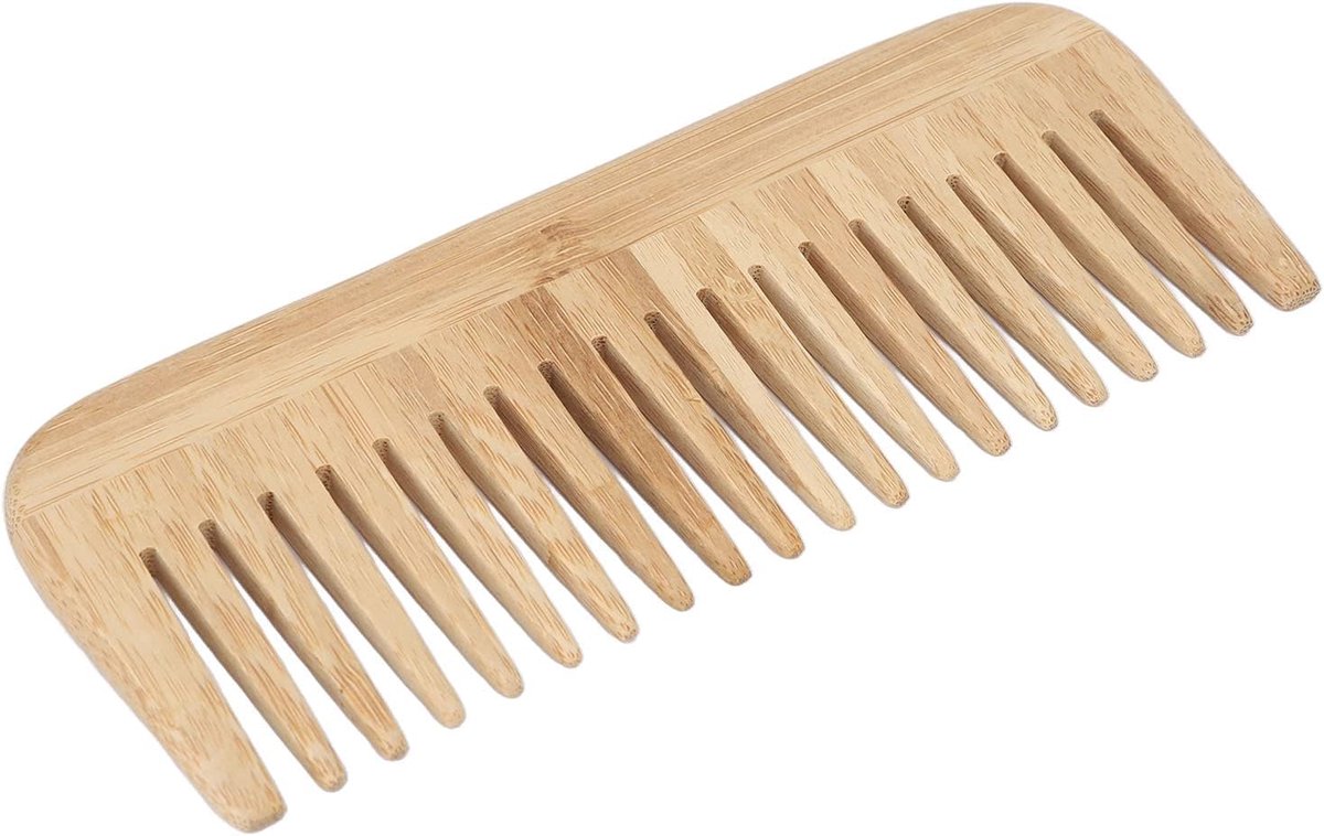 Bamboe Kam - Brede Tanden - Haar Styling - Flexibele Constructie - 17 x 6 x 2 cm - Natuurlijk