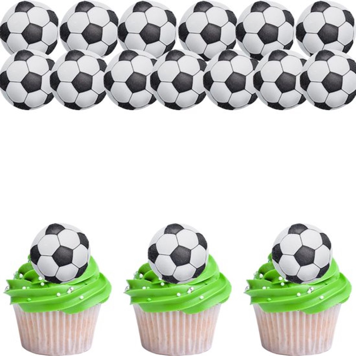 Voetbal Cupcake Topper - Set van 48 - Perfect voor verjaardagsfeestjes - Multicolor - Sportthema - Ideaal voor doop en sportevenementen