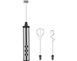 Elektrische Handmixer - Mini Klopper - Koffie Maken - 3 Verstelbare Snelheden - 26x12x4 cm - Zilver