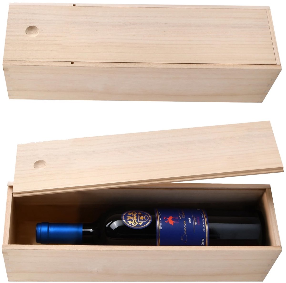 Dailygoods - Houten kist voor wijn, geschenkdozen van wijnhout, wijnflessen, geschenkdoos met schuifdeksel voor feestjes, verjaardagen, bruiloften