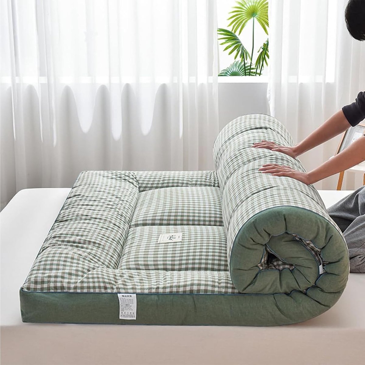 Japanse futonmatras - Vloermatras campingmatras - Comfortabel slapen - Opvouwbaar draagbaar ontwerp - 120 x 200 cm - Groen