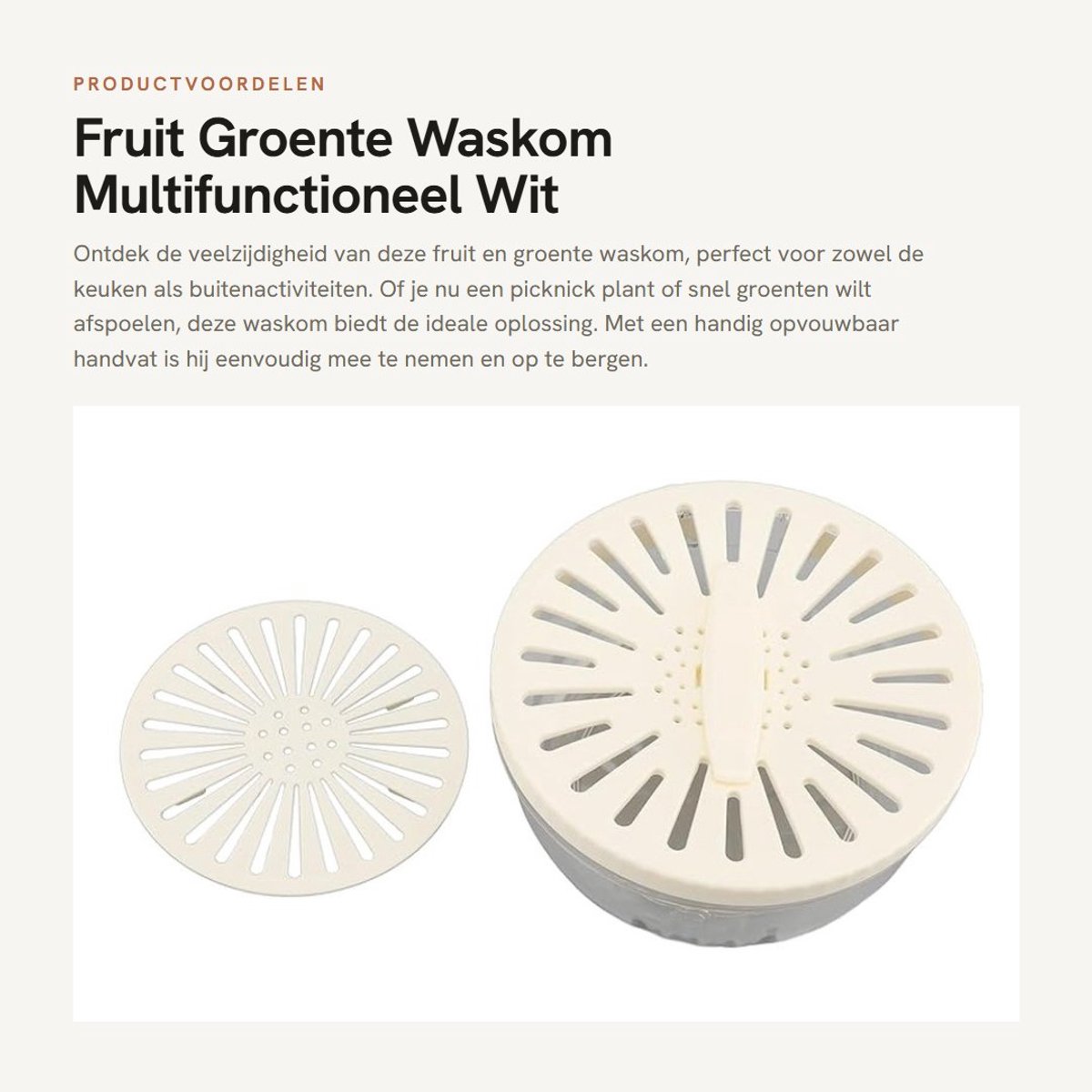 Dailygoods- Vergiet Multifunctioneel - Opvouwbaar - Handvat - Voedselopslag - Afdruiprek - Voor Fruit en Groenten - Afvoerkom