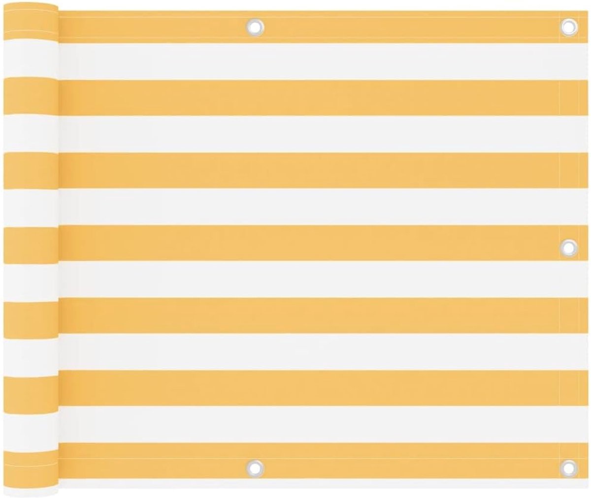 Balkonscherm - Windscherm Privacy - Buiten Ontspannen - Waterdicht Oxford Stof - 75x300 cm - Wit Geel