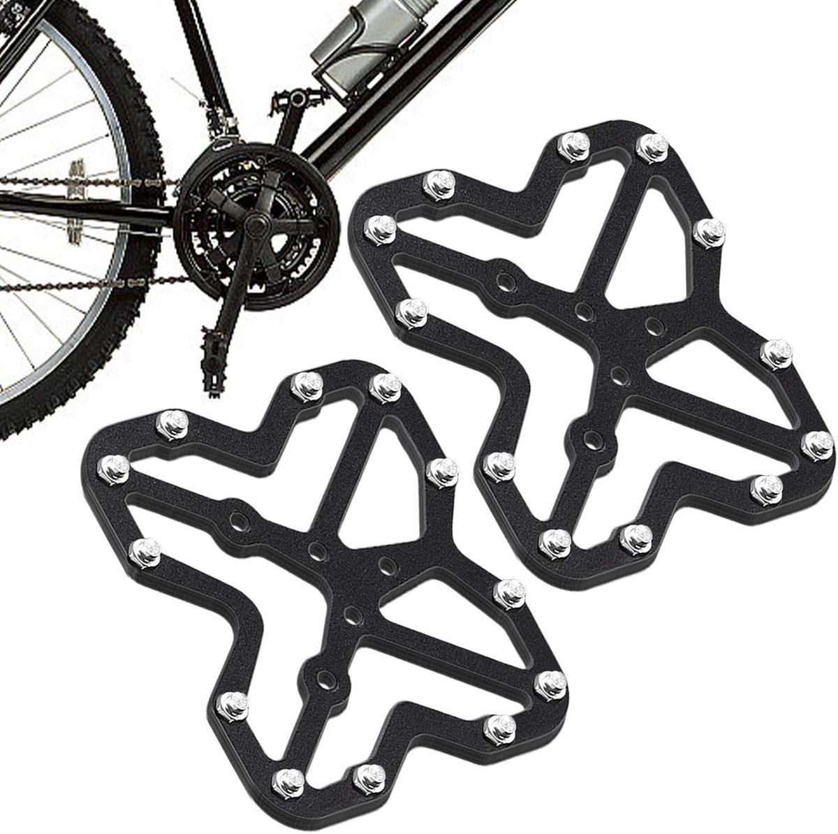 Fietspedalen - Platte pedalen - Veilig Fietsen - Antislip Aluminium - 9 cm Breed - Zwart