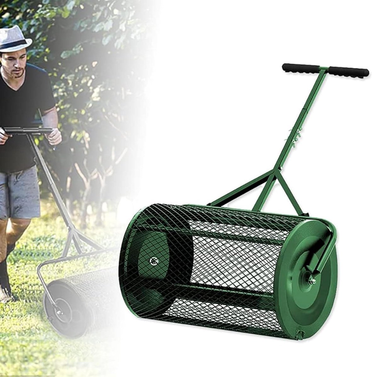 Compost Verspreider - Mest Strooier - Gazon Onderhoud - Anti-Roest Coating - 32x60cm - Groen