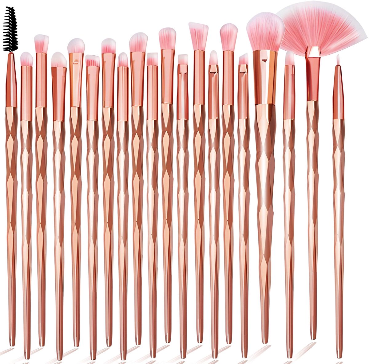 Dailygoods- Make-upkwastenset 20 Stuks - Cosmetische Kwasten - Gezicht en Ogen - Kunstkwast voor Foundation - Poeder en Oogschaduw - Nauwkeurige Toepassing