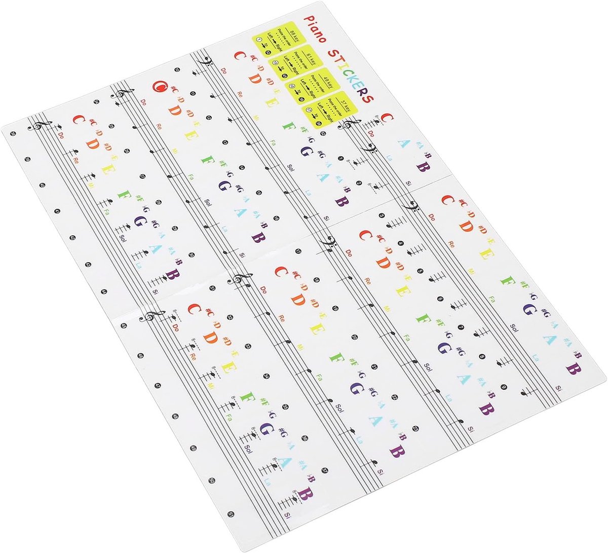 Pianotoetsenbordstickers - Nootlabels Transparant - Noten Leren - Ultradun Gevoel - 37-88 Toetsen - Transparant