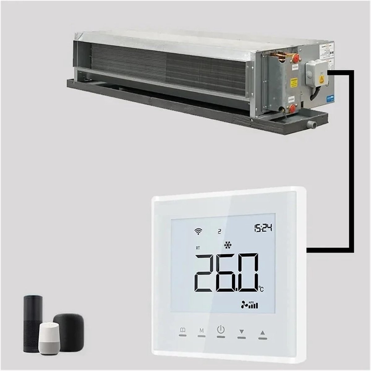 Slimme Thermostaat - Wifi Thermostaat - Klimaat Regelen - 4-Leiding Systeem - 2.8 Inch Scherm - Wit