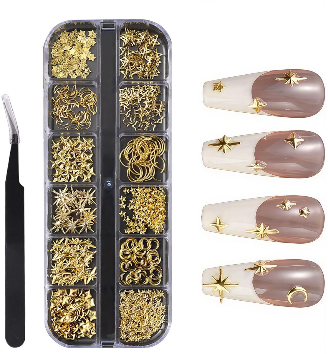 Dailygoods - Gouden Nagelbedels Ster en Maan voor Nail Art en DIY Decoratie