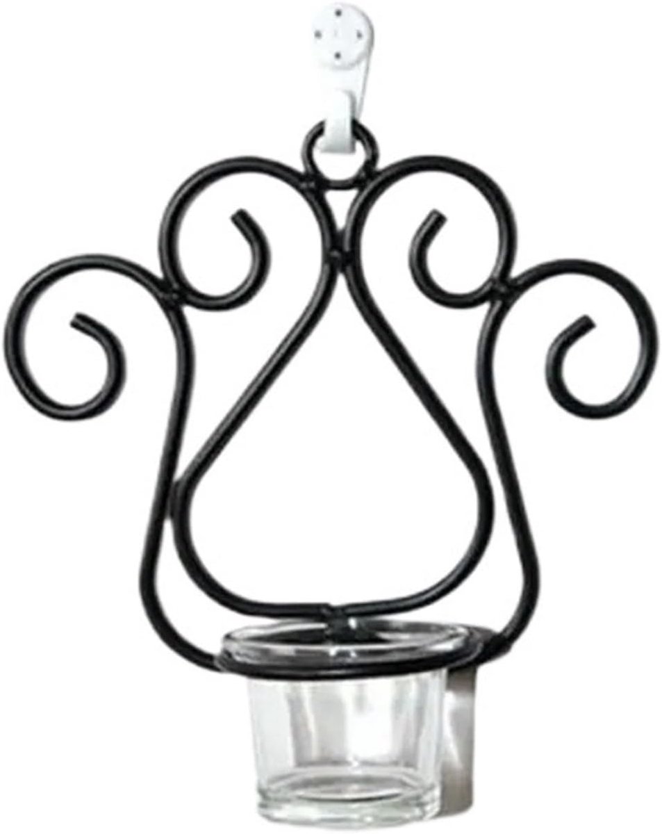 Wandkandelaar IJzer - Kaarsdecoratie Muur - Sfeer Creëren - Stijlvol Modern Design - 6.5 cm Diameter - Zwart