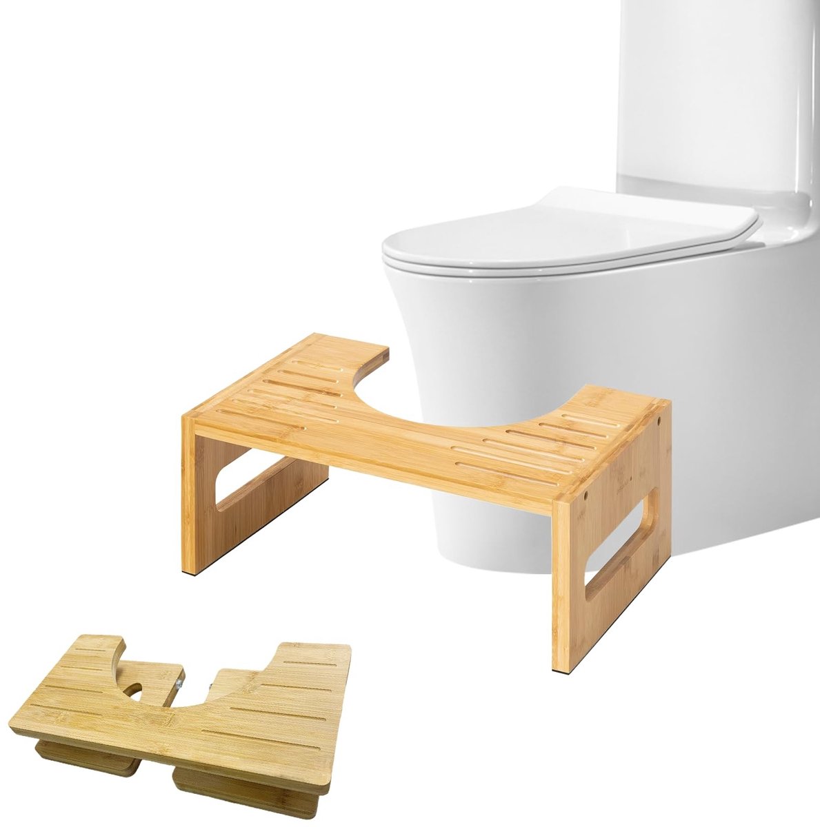 Dailygoods- Potjeskruk Inklapbaar - Antislip Toiletkruk - Bamboe - Kniebuiging - Gemakkelijk te Reinigen - Geschikt voor Volwassenen