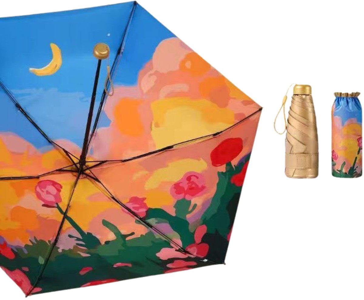 LE MONDE DU PARAPLUIE Lichte opvouwbare paraplu met UV-bescherming,Witte roos