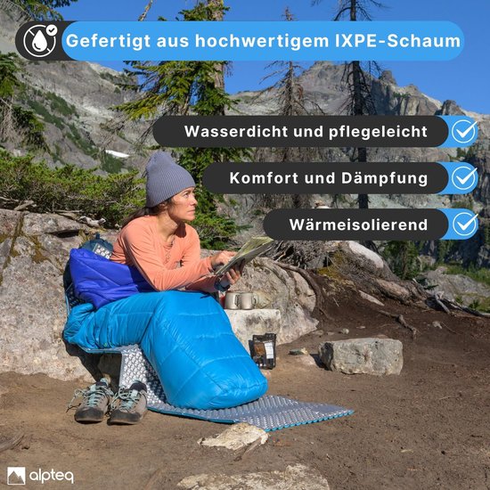 Dailygoods- Slaapmat Ultralicht - Waterdicht - Isolerend - IXPE-schuim - Compact Opvouwbaar - Ligoppervlak 186 × 56 × 2 cm - Kampeermat van Dailygoods — afbeelding 2