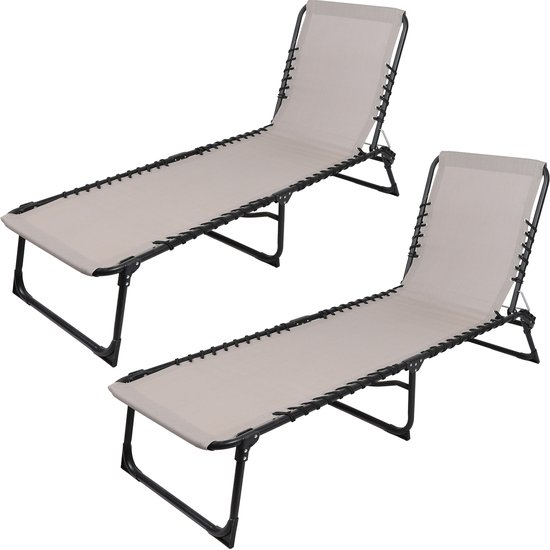 SET X 2 GRIJS BLAUW STRANDSTOEL 187X56XH26/85CM van Happy Cocooning — afbeelding 2