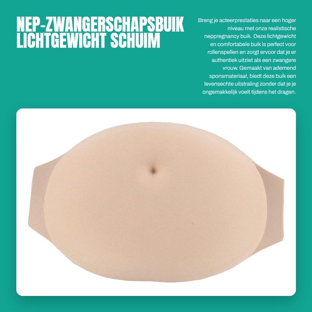 Dailygoods- Nep-zwangerschapsbuik Lichtgewicht - Comfortabele Bult - Ademend Sponsmateriaal - Realistisch Uiterlijk - Handige Verlengstukken - Glad Oppervlak - Nepbuik