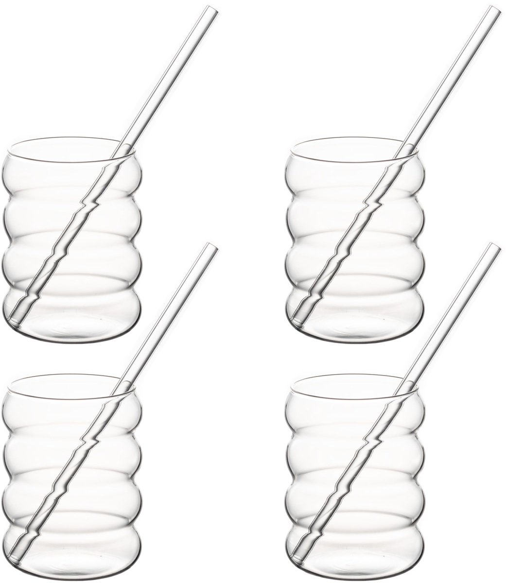 Dailygoods- Glazenset 4 stuks 350 ml - Longdrinkglazen - Ijskoffieglazen - Koffieglazen - Drinkglazen - Ideaal voor cocktails