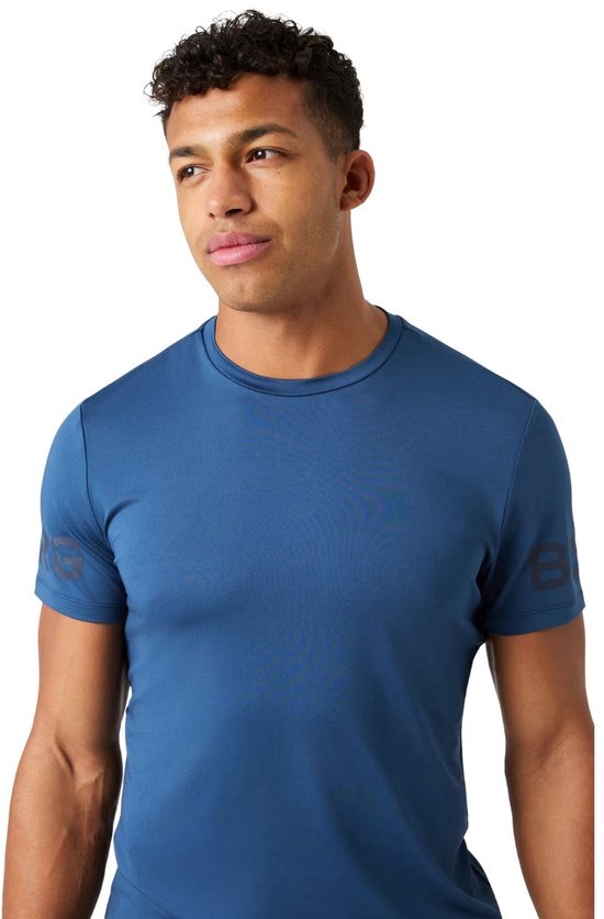 Björn Borg Sportshirt Heren Korte Mouw - Amparo Blauw - Gerecycled Polyester - Maat L