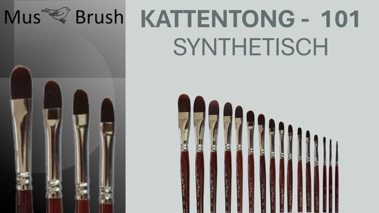 MusBrush Serie 101 Penseelset - Kattentong - 13-delig - Synthetisch Bruin Haar - Korte Rode Steel - Voor Alle Verfsoorten - Acryl, Olieverf & Aquarel