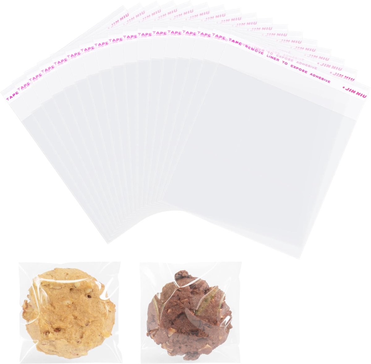 Dailygoods- Cellofaanzakjes 100 stuks - Zelfdichtend - Transparant - Snoepzakjes - Koekjeszakjes - Geschenken - Hoogwaardige afsluiting 10x10cm - Traktatiezakjes