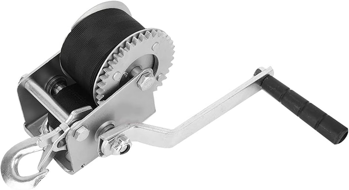Handlier Aanhanger - Lier met band - Voertuigen verplaatsen - 600 Lbs trekkracht - 6 Meter band - Zwart