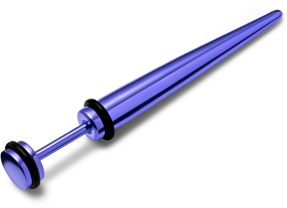 Satago | 6 mm Paarse Roestvrijstalen Fake Taper Oorbel