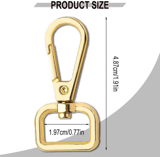 12 Pcs Gouden Sleutelhangers - D-Ringen - Swivel Lobster Hooks - Swivel Alloy Carabiner voor het Maken van Handgemaakte Tassen - Rugzakken - Creatieve Knutselprojecten van Naler — afbeelding 3