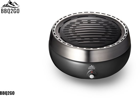 BBQ2GO - BBQ2GO Pro Rookvrije houtskoolbarbecue - Metaal - Zwart - Met draagtas - Met extra zware bakplaat van BBQ2GO — afbeelding 3