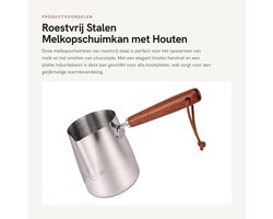 Dailygoods - Roestvrij Stalen Melkopschuimkan met Houten Handvat 350ml