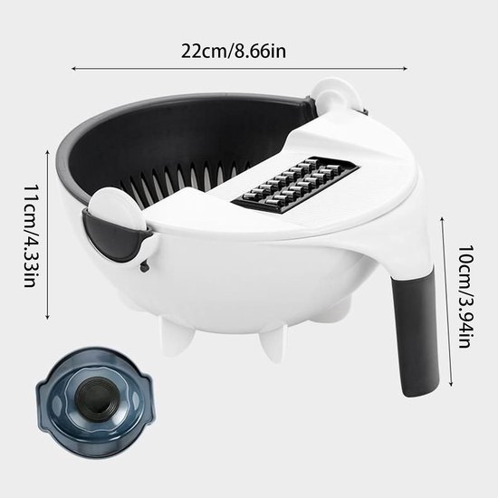 Groentenhakker - Keukenmachine - Maaltijden Bereiden - Ingebouwde Afvoermand - 22.6 cm - Grijs — afbeelding 5