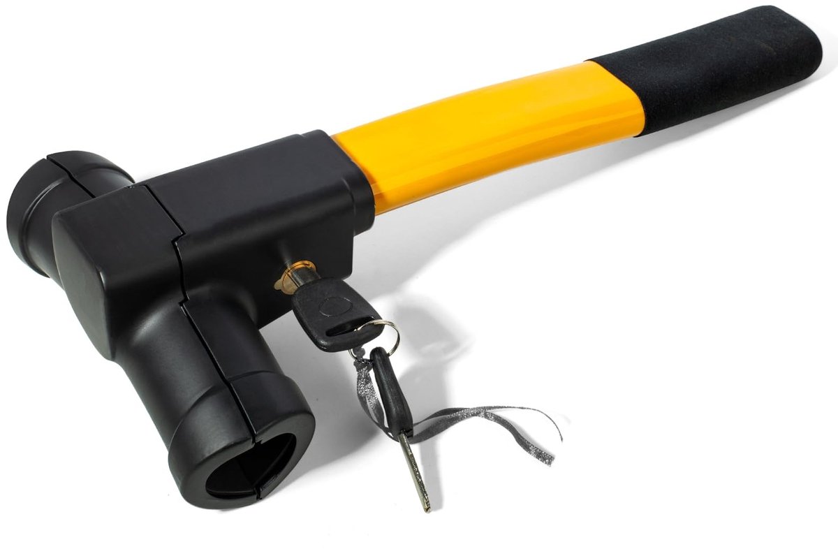 Dailygoods - Catekro Stuurklauw, diefstalbeveiliging, robuuste stuurvergrendeling voor diefstalbeveiliging, verstelbaar immobilisatiesysteem, stuurslot, camper, auto, SUV, vrachtwagen, met 2 sleutels, onbreekbaar