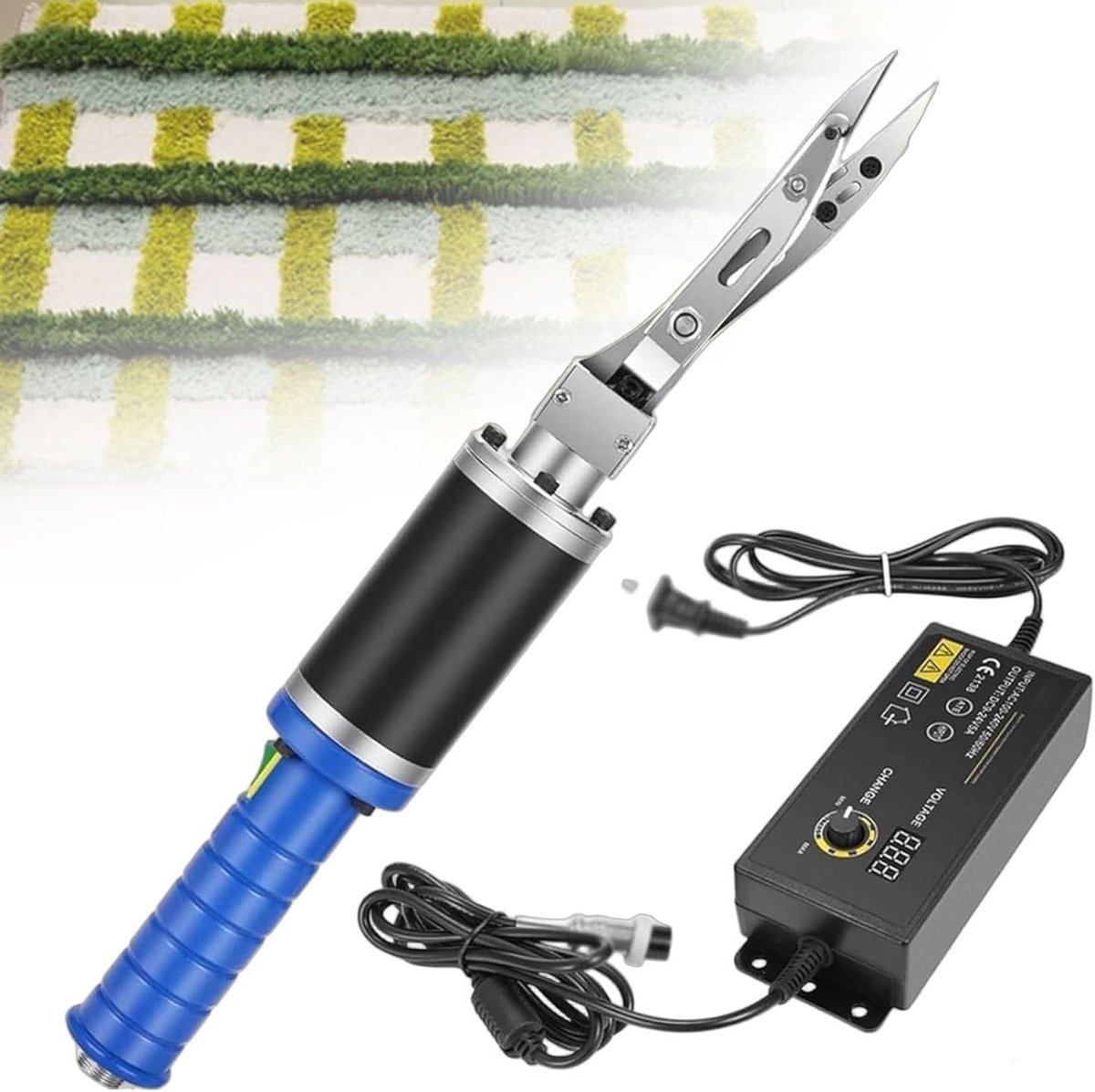Tapijtschaar Elektrisch - Tufting schaar - Tapijt Textuur Verbeteren - Instelbare Snelheid 4200 TPM - 43cm Lengte - Grijs