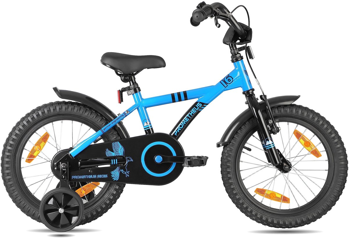 Dailygoods- Kinderfiets 16 inch - Fiets voor jongens/meisjes - Zijwieltjes - Terugtraprem - Geschikt voor 5 jaar en ouder - Gewicht ca. 9 kg