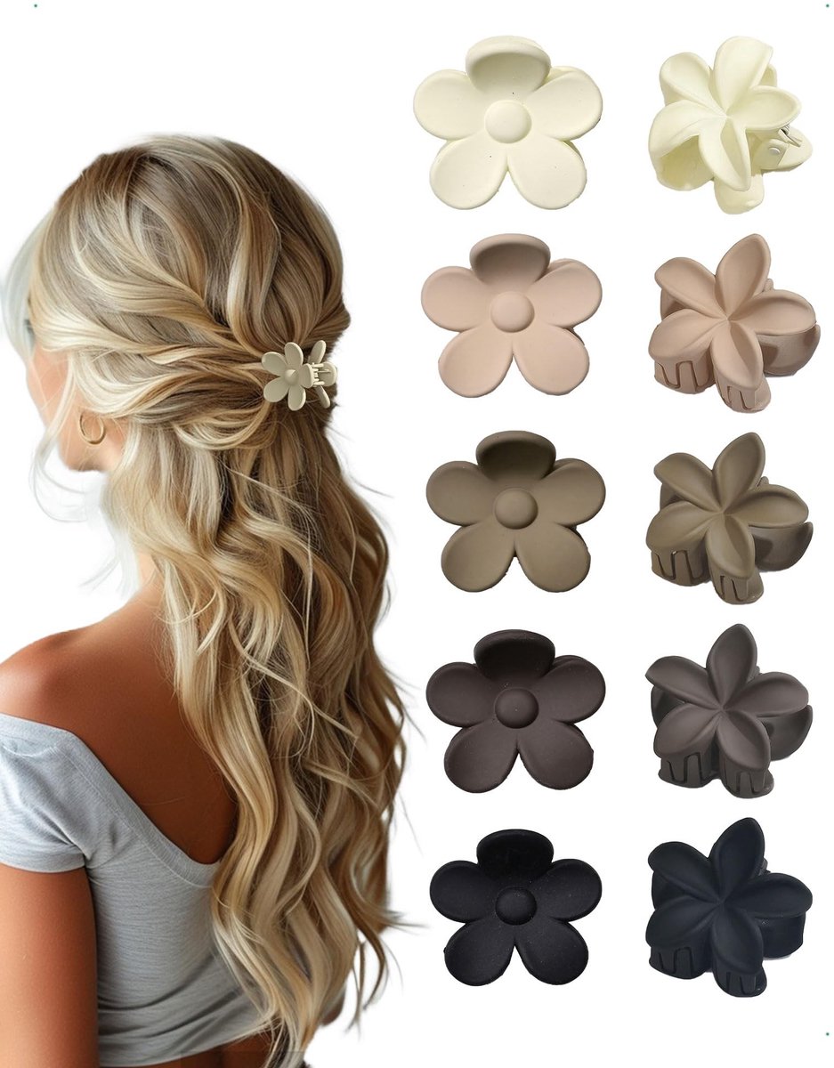 Dailygoods- Haarspeld Set van 10 - Bloemvormige Haarspeldjes - Antislip Haarclips - Elegante Accessoires - Duurzaam Materiaal - Comfortabel Ontwerp