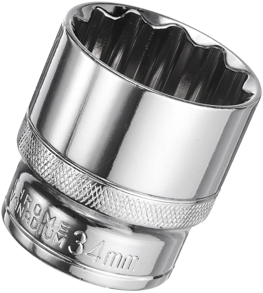 Dailygoods- Diepe Socket 34 mm - 1/2 Inch Aandrijving - 12-Punt - Chroom-Vanadiumstaal - Heavy Duty - Verchroomde Afwerking - Steeksleutel