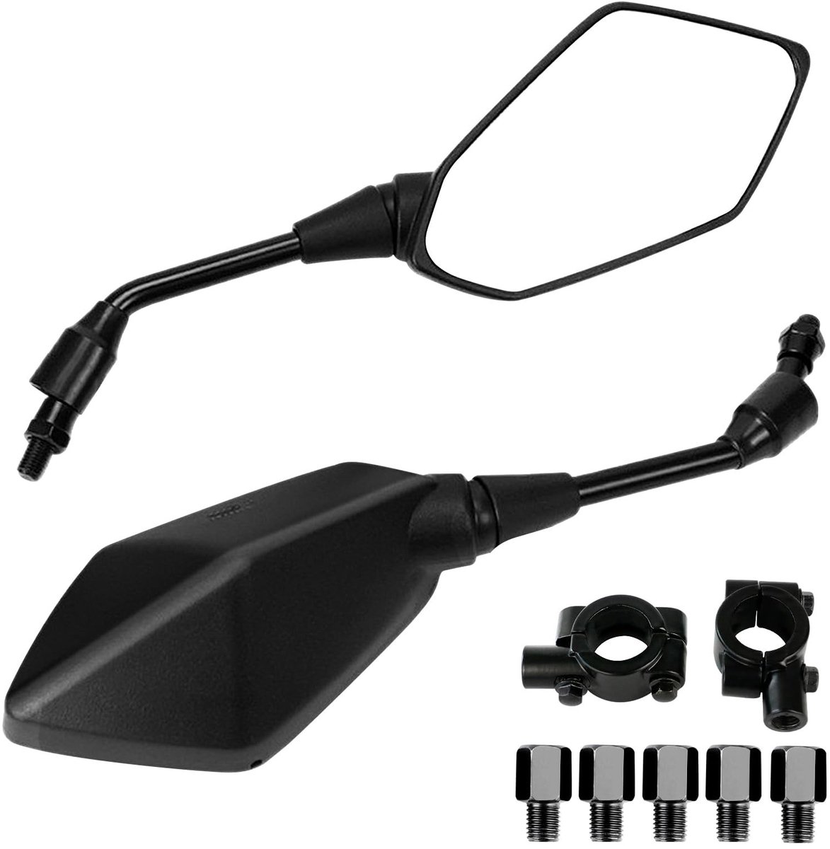 Dailygoods- Achteruitkijkspiegel met slank design - Motorfiets/ATV - Stuurspiegel - Montagebeugels - 8 mm/10 mm schroefdraadadapter - Maximale veiligheid - Motor Spiegel
