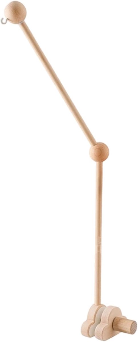 Wiegmobielarm Hout - Wieg Decoratie Clip - Babykamer Aankleden - Verstelbare Hoogte - 39x9x7.5 cm - Natuurlijk Hout
