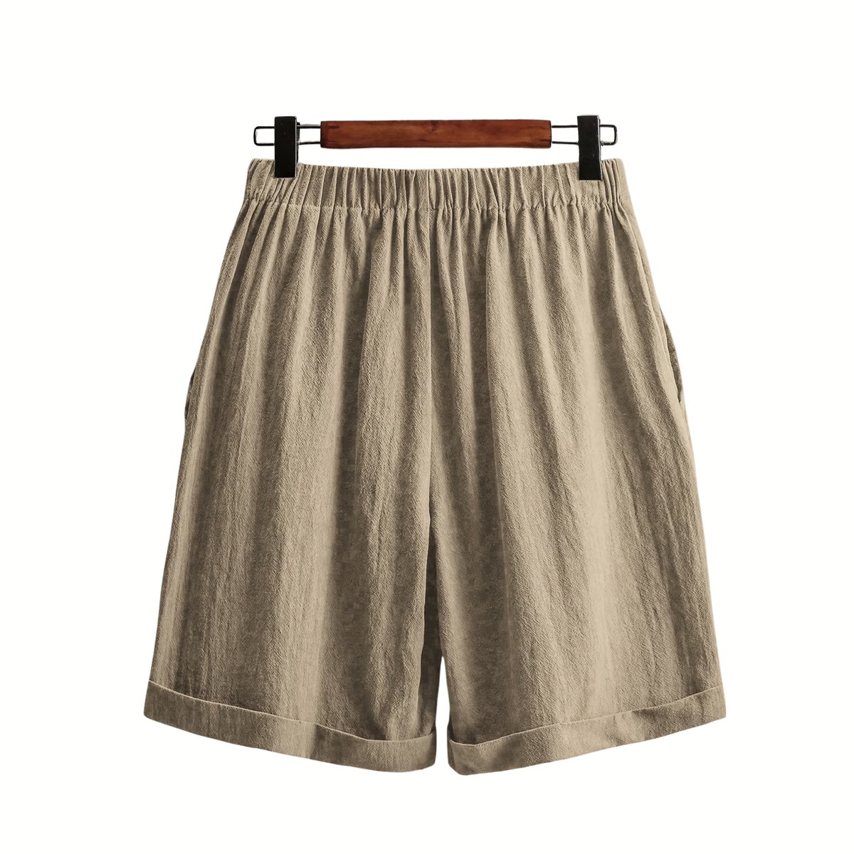 Currero Korte Linnen Broek Dames Zomerbroek Volwassenen Korte Broek Shorts Strandbroek Zomer Ibiza Stijl 1XL Creme