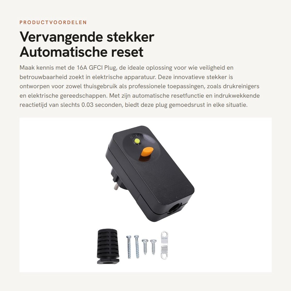 Dailygoods - Vervangende stekker - Automatische reset - GFCI-uitgang - Drukspuit Airconditioner - Zwarte kleur - Overspanningsbeveiliging - Schakelaar...