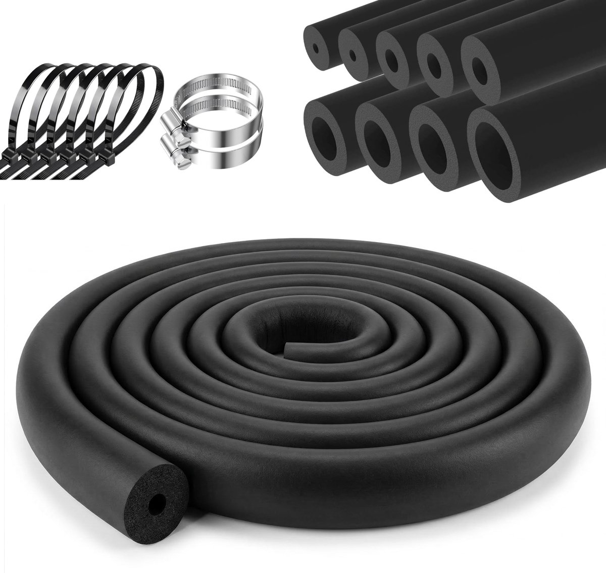 Dailygoods- Isolatieslang 1,8 m - Rubberschuim - Thermische Isolatie - Waterdicht - Duurzaam - Flexibel - Buisisolatie