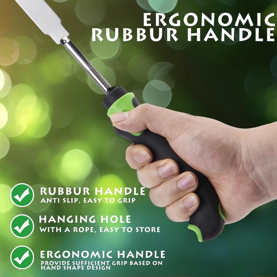 Set 3-Delig Roestvrijstalen Handonkruidwieders - Onkruidtrekker-Set - Rvs Onkruidwieder - Tuingereedschappen - Onkruidverwijderaar - Met Rubberen Handvat - Voor Tuin, Terras, Bloembedden en Trottoirs — afbeelding 4