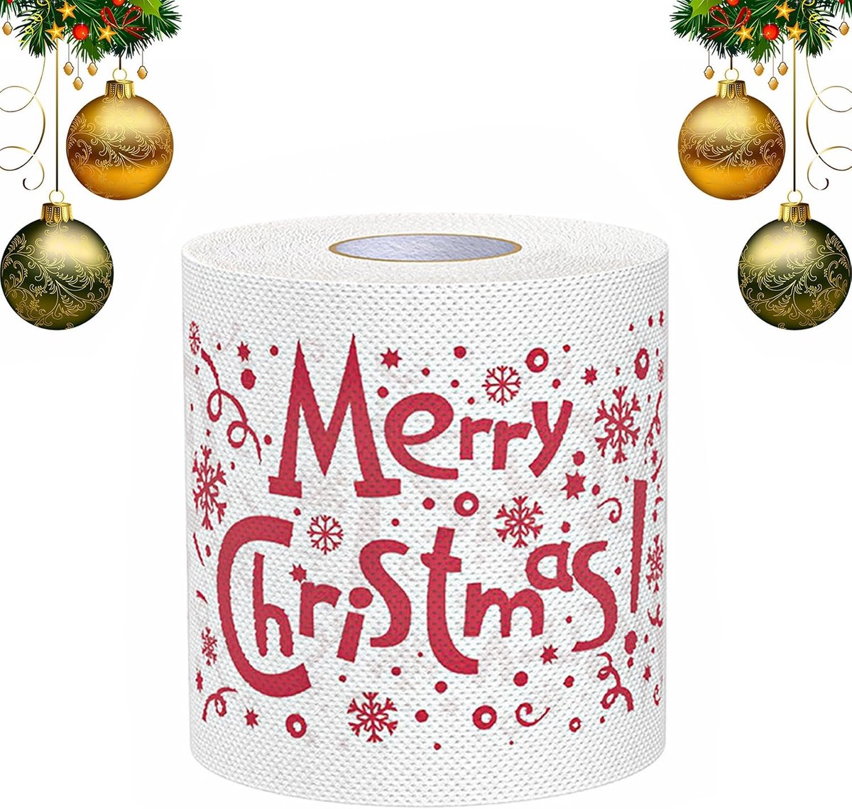 Toiletpapier Kerst - Grappig cadeau - Feestelijke decoratie - Zacht en absorberend - 10.2 x 10 x 9.8 cm - Wit