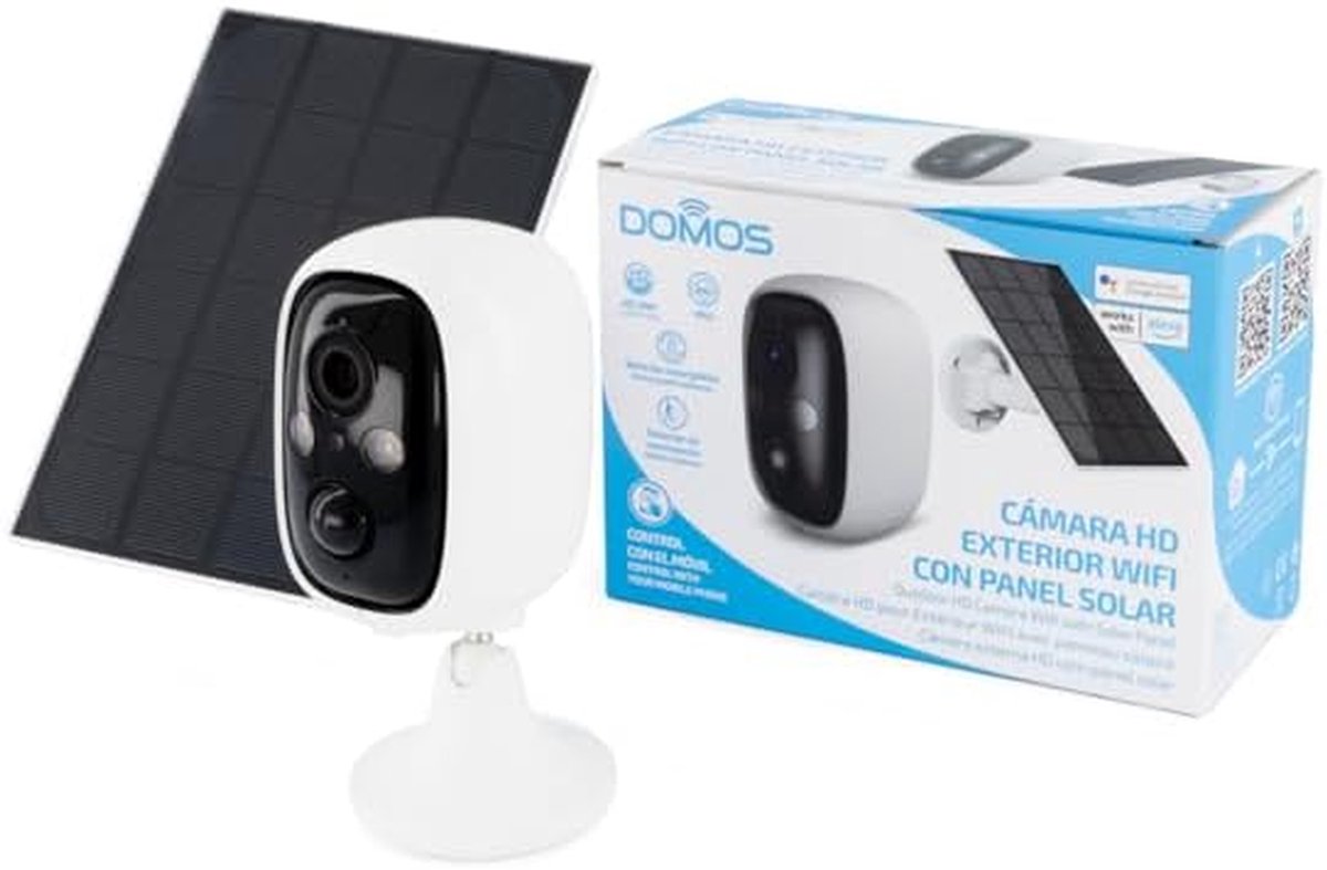 Slimme Buitencamera - Beveiligingscamera WiFi - Huisbewaking Buiten - Zonnepaneel Oplading - 3MP HD Resolutie - Wit