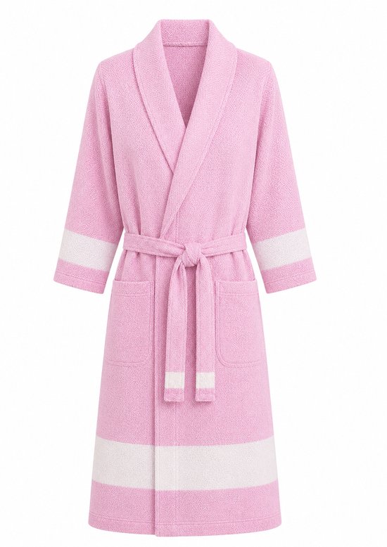 Peshtemal badjas van katoen - Hamam badjas - unisex-roze-l/xl