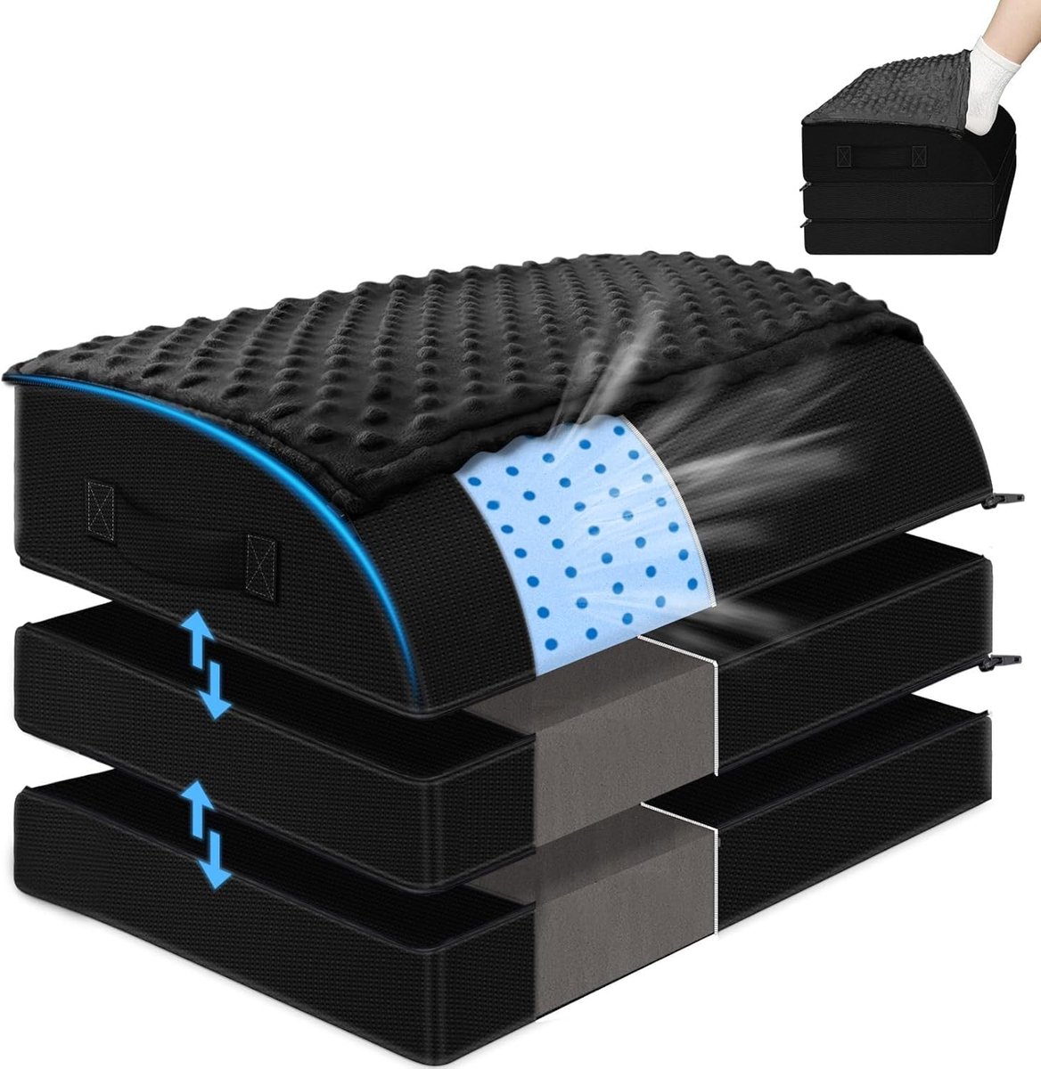 Voetsteun onder bureau - Ergonomische voetenbank - Comfortabel werken - 3-in-1 verstelbaar - 46 x 33 cm - Grijs
