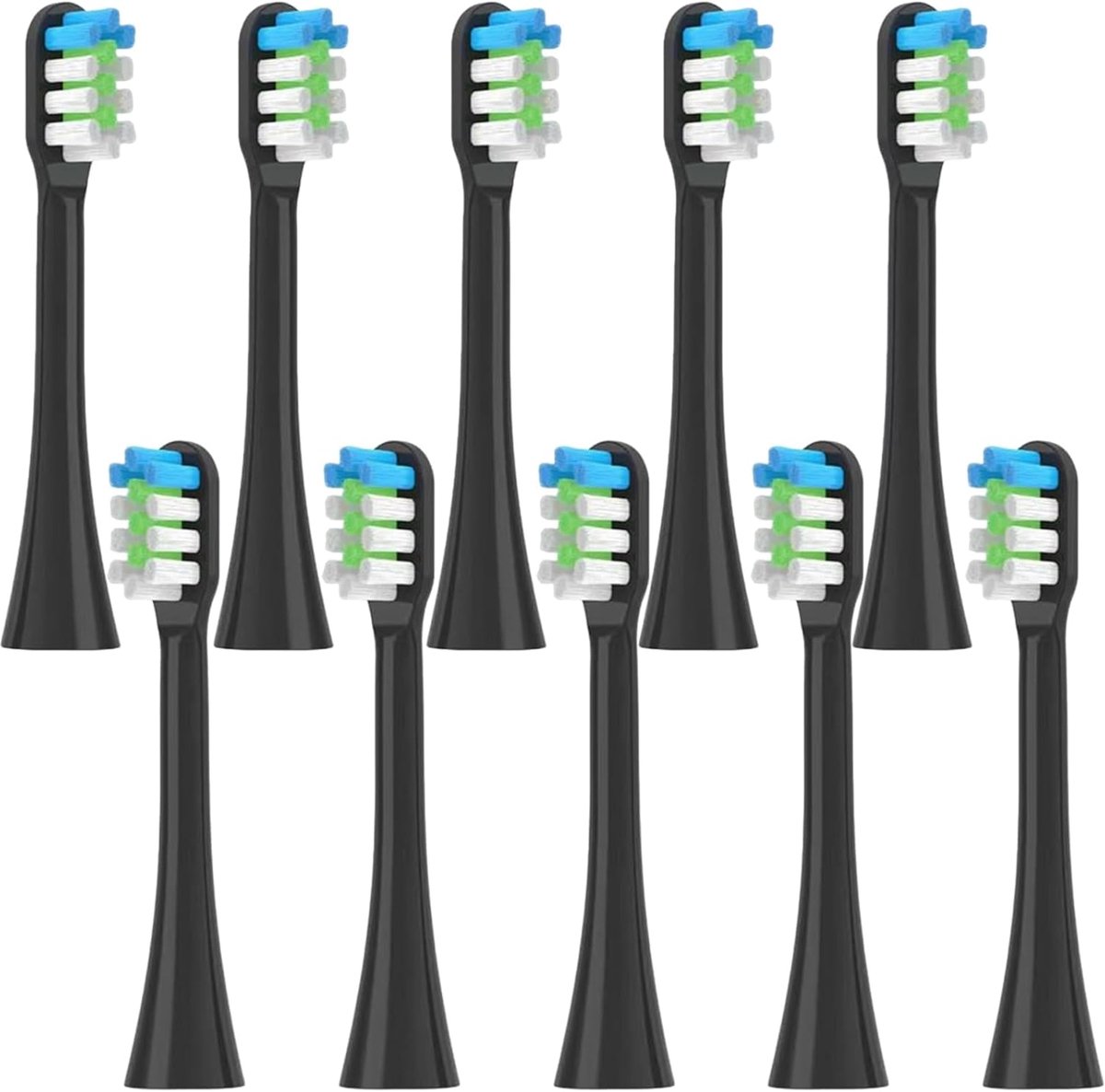 Tandenborstel Opzetstukken - Reserve Borstels - Mondhygiëne Verbeteren - 3D Kromming Ontwerp - 10 Stuks - Zwart