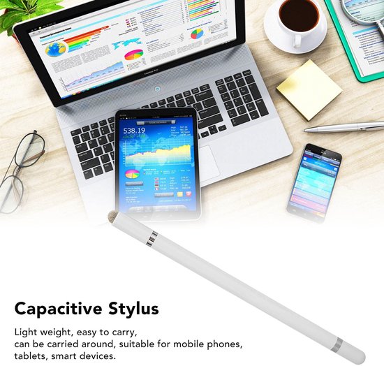 Dailygoods- Styluspen 3-in-1 - Universele Styluspen - Fijne Punt - Zeer Gevoelig - Touchscreen - 2 Vezelpunten - Touchscreenpen — afbeelding 4