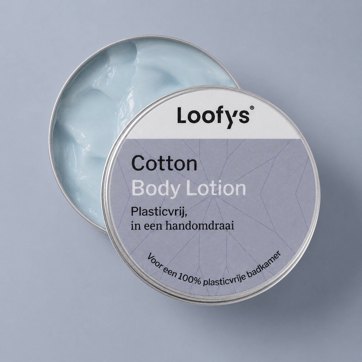 Loofys Body Lotion Cotton – Natuurlijke & Hydraterende Bodylotion – Plasticvrij, Vegan & Duurzaam – Herbruikbaar Blikje – 150g