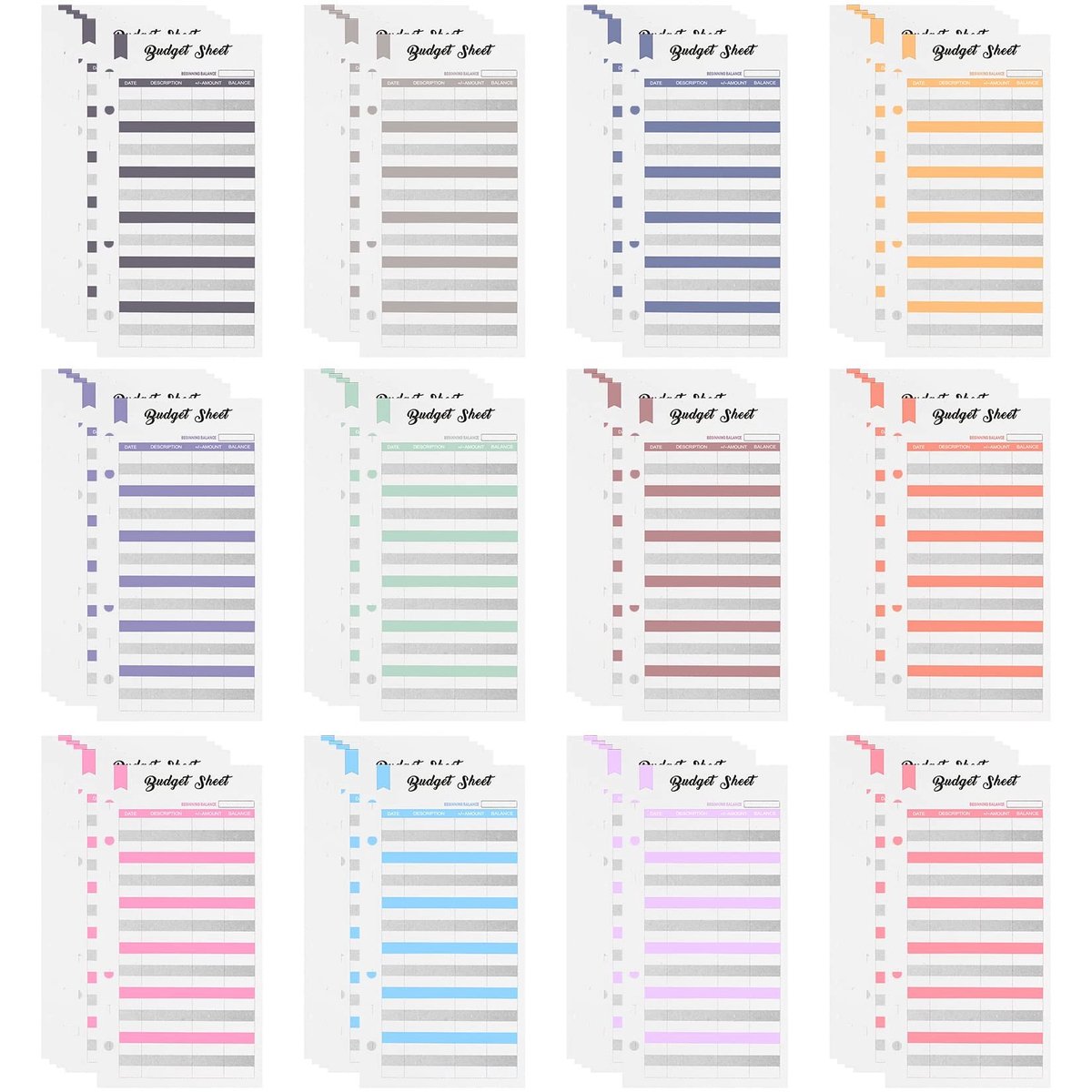 Dailygoods- Budgetplanner A6 - 60 Budgetbladen - 6-gats Papier - Geschikt voor Budgetmappen - Duurzaam Papier - Ideaal voor Budgetbeheer - Budgetpapier