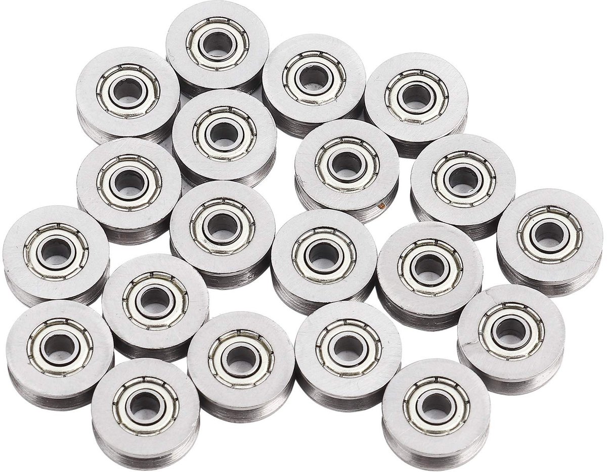 Dailygoods- V-groove Pulley 20 Stuks - V-groove Lager - Carbon Staal - 3x12x4mm - Dubbel Beschermd - Geschikt voor Lineaire Beweging - Railway Bearings